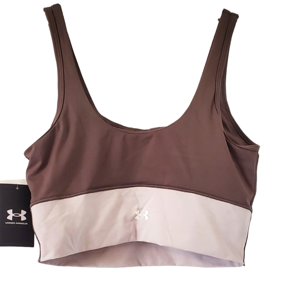 Under Armour Women's Athletic Fitted Crop Tank Built in Bra Chorcoal M - Picture 3 of 4
